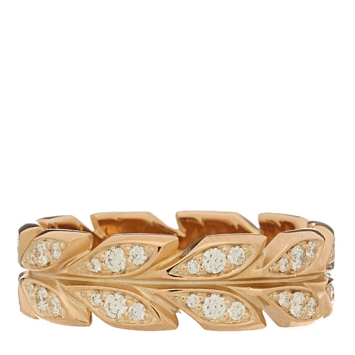 18K Rose Gold Diamond Victoria Vine Band Ring 53 6.5