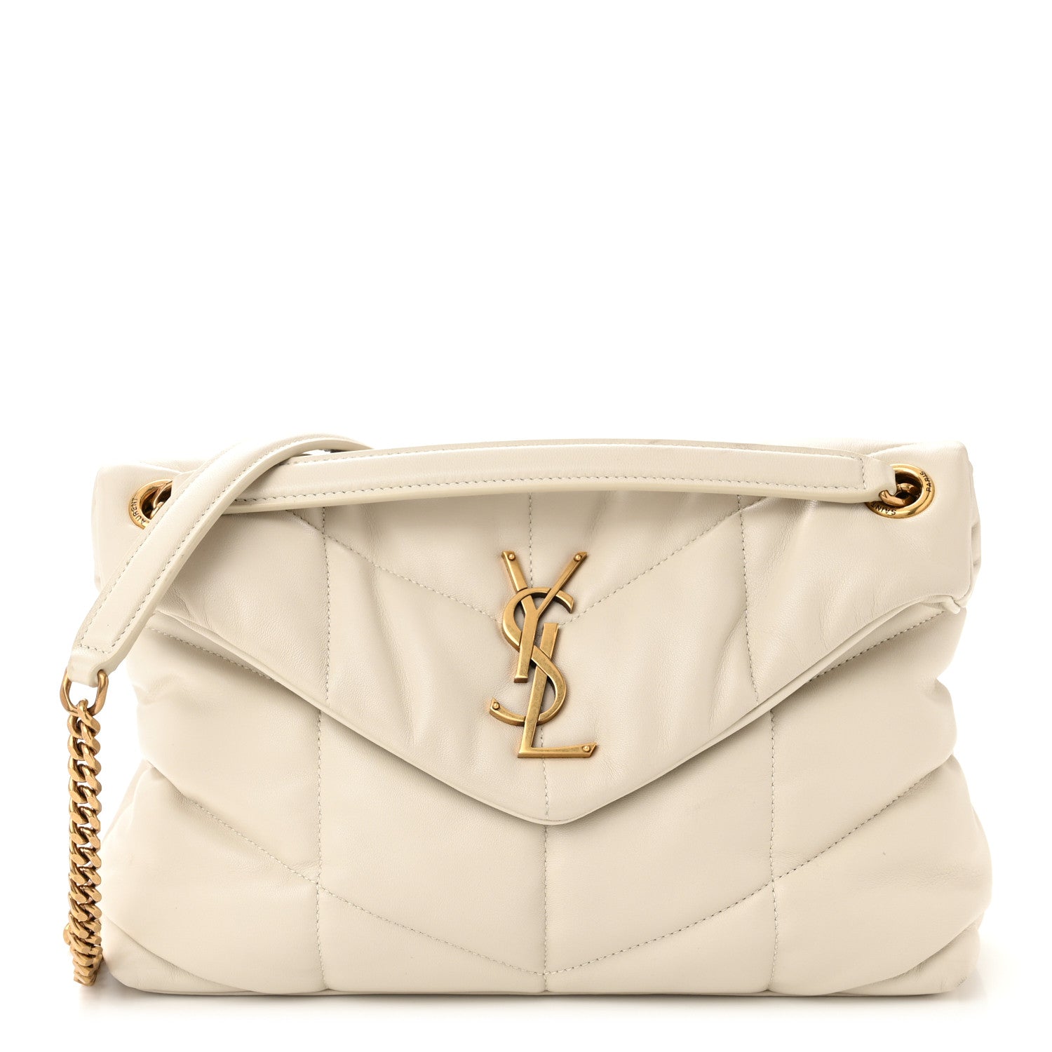 Saint Laurent Lambskin Quilted Small Loulou Puffer Monogram Chain Satchel Crema Soft 1 of 12