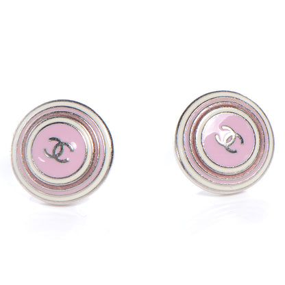 Chanel Enamel Round CC Earrings Pink 1 of 5