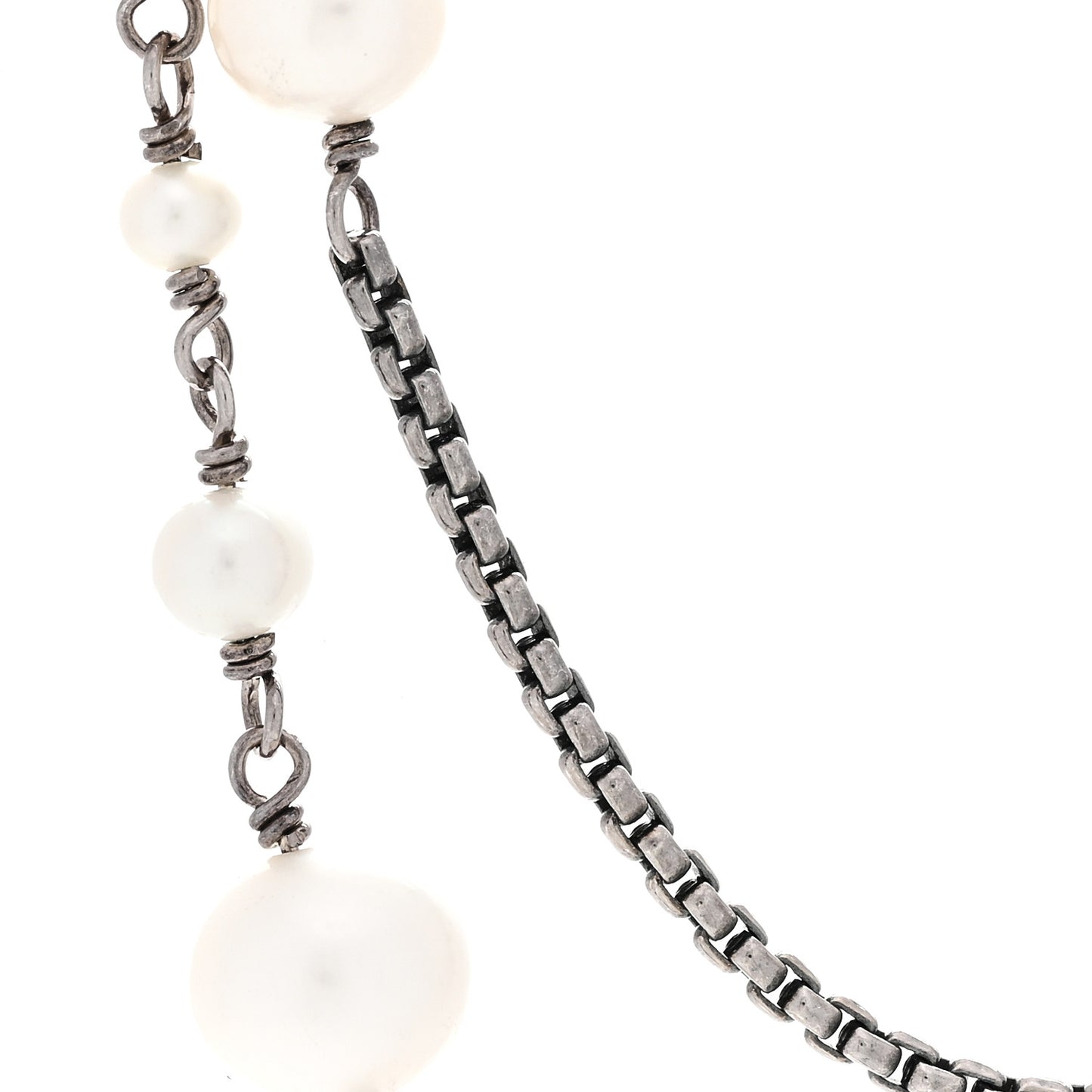 Sterling Silver Pearl 9mm Quatrefoil Long Chain Necklace