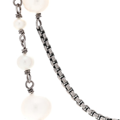 David Yurman Sterling Silver Pearl 9mm Quatrefoil Long Chain Necklace 6 of 6
