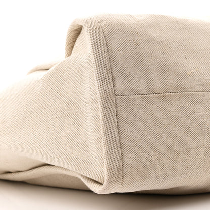 Prada Linen Vitello Large Logo Tote Natural 9 of 10