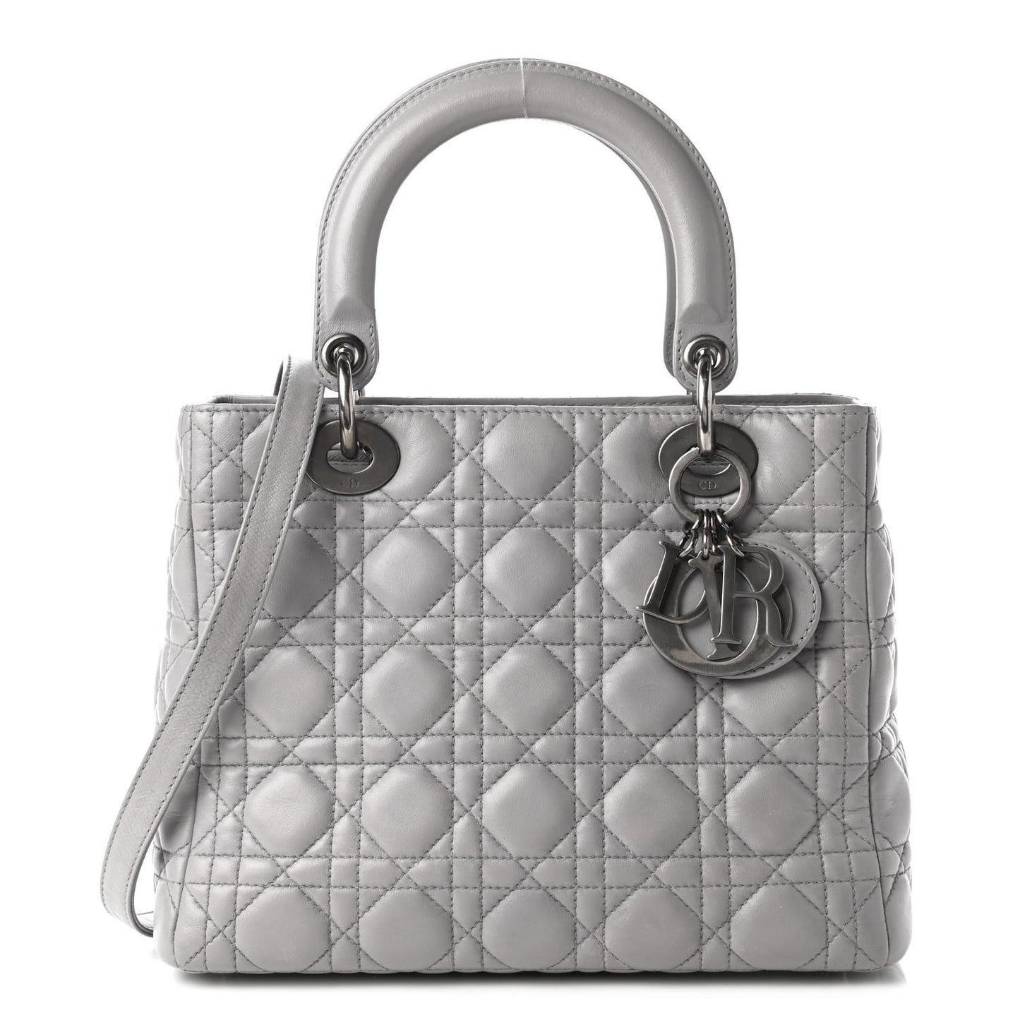 Lambskin Cannage Medium Lady Dior Grey