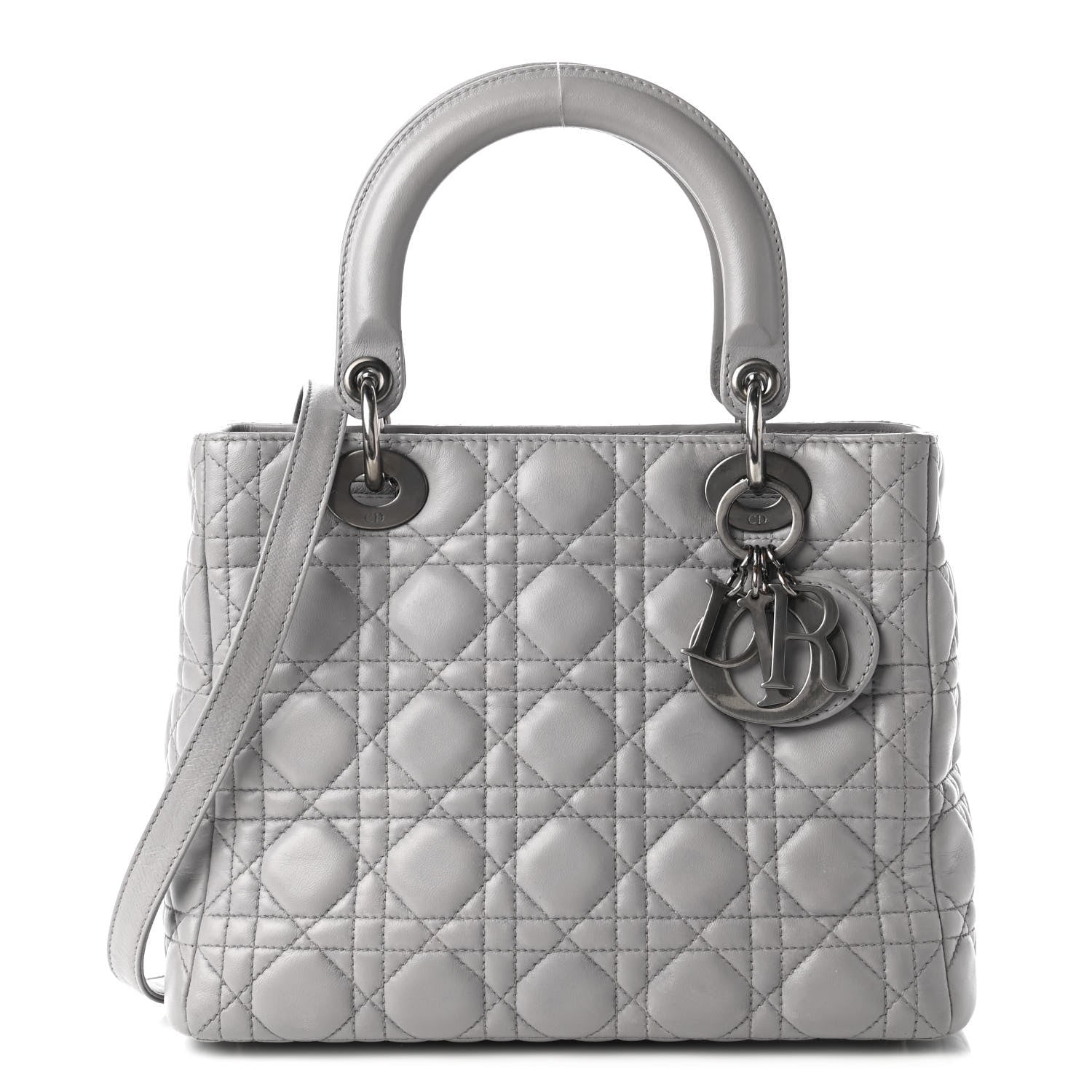 Christian Dior Lambskin Cannage Medium Lady Dior Grey 1 of 11