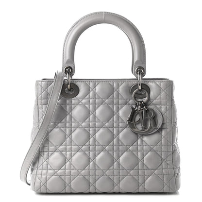 Christian Dior Lambskin Cannage Medium Lady Dior Grey 1 of 11