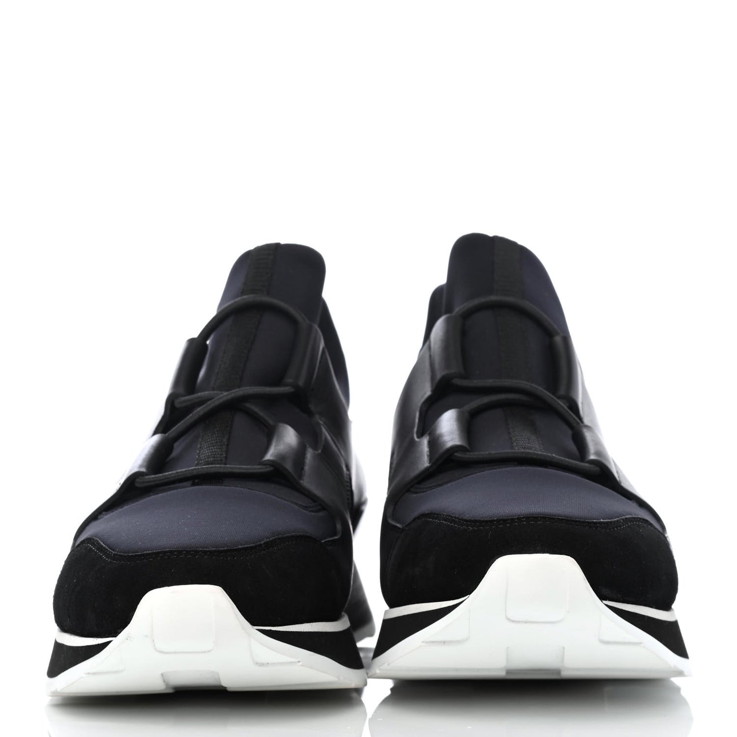 Technical Canvas Calfskin Goatskin Womens Player Sneakers 37 Black