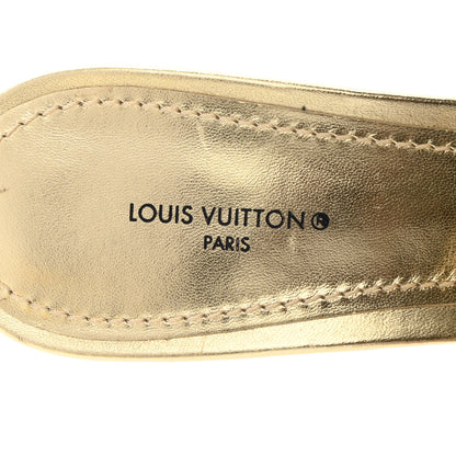 Louis Vuitton Metallic Lambskin Embossed Monogram Revival High Heel Mules 39.5 Gold 7 of 11