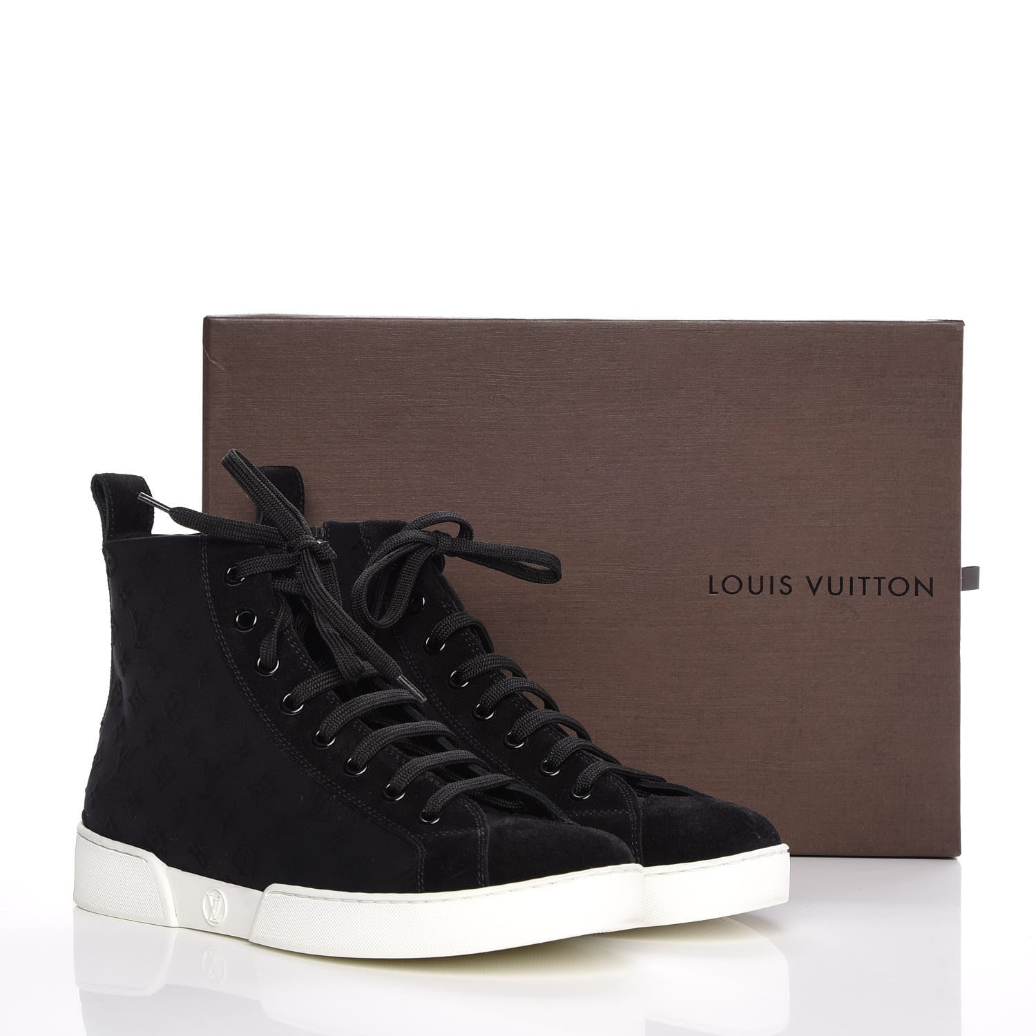 Louis Vuitton Neoprene Suede Embossed Monogram Stellar High Top Sneakers 35.5 Black 15 of 15