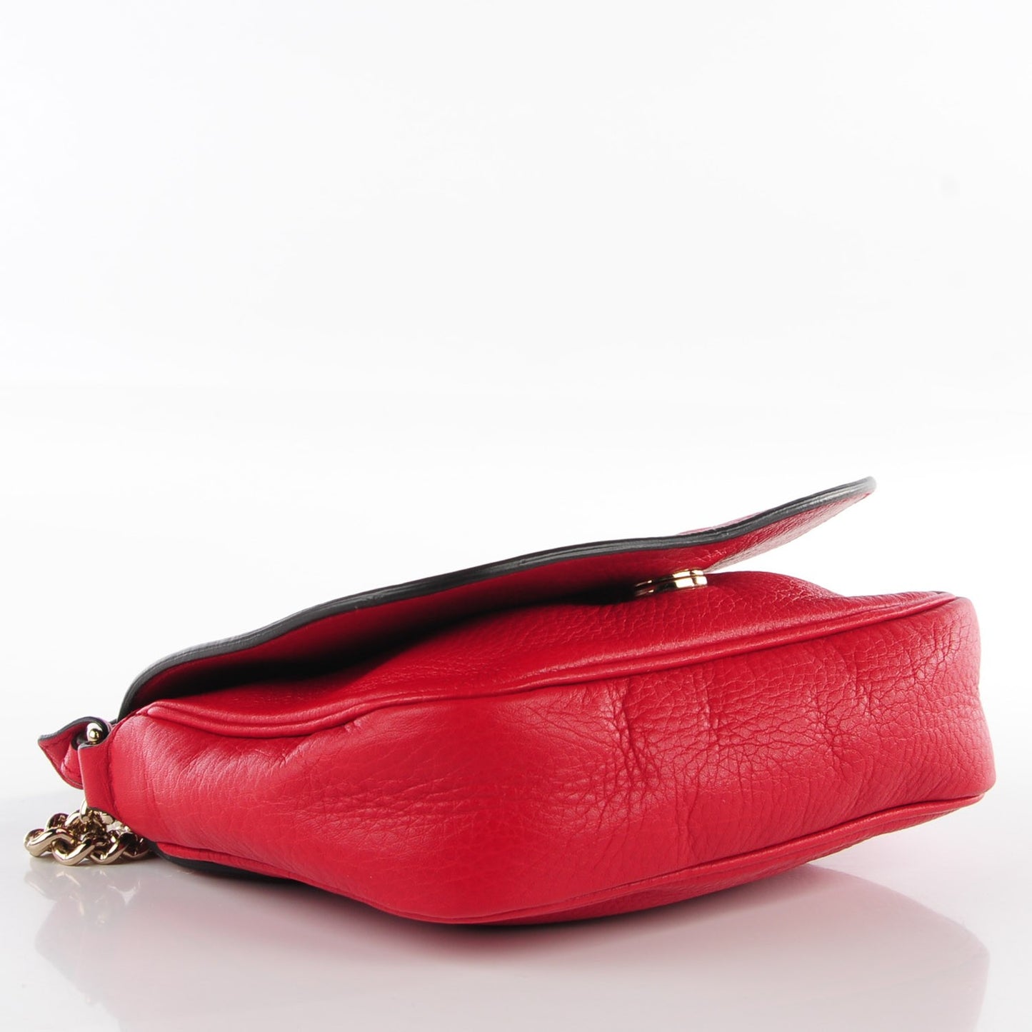 Pebbled Calfskin Small Soho Flap Crossbody Red