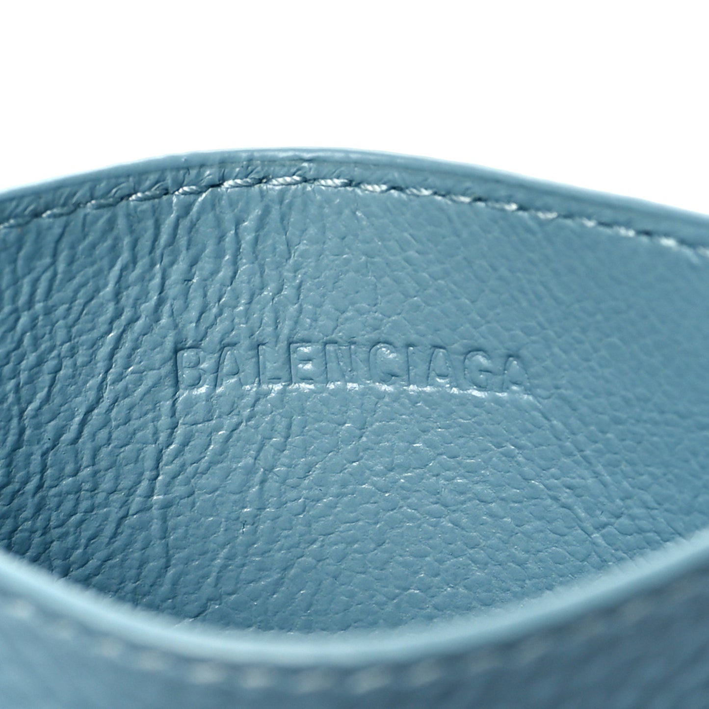 Grained Calfskin Neo Classic Silver Hardware City Card Holder Blue Grey