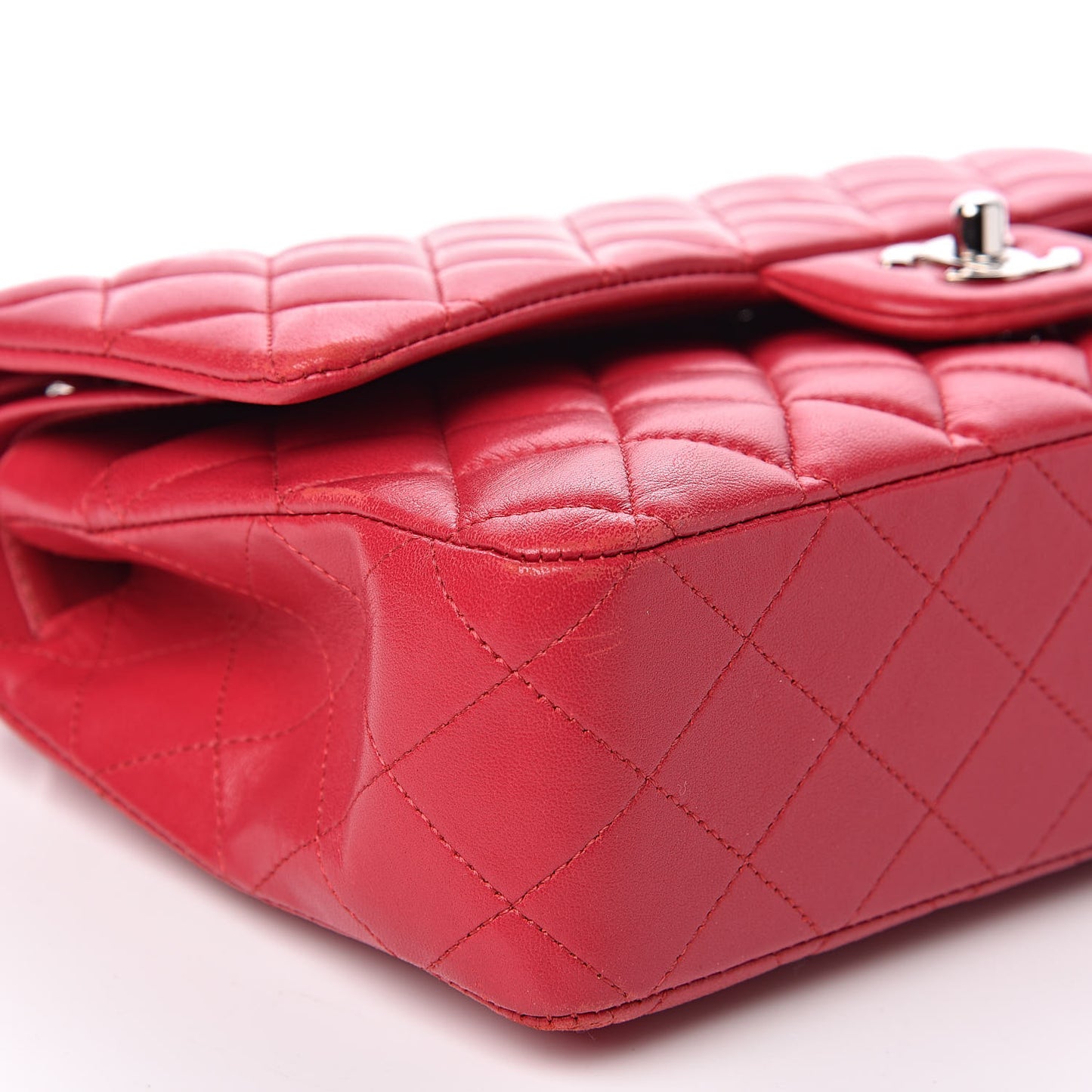 Lambskin Quilted Medium Double Flap Dark Pink