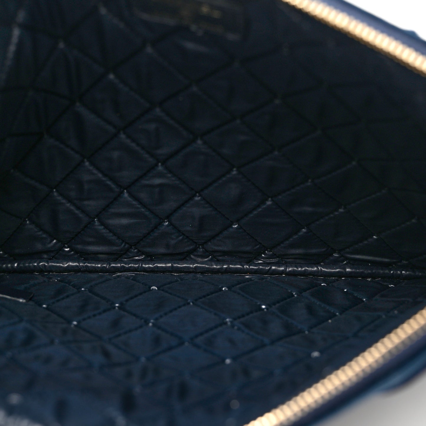 Velvet Quilted Medium Cosmetic Case Blue