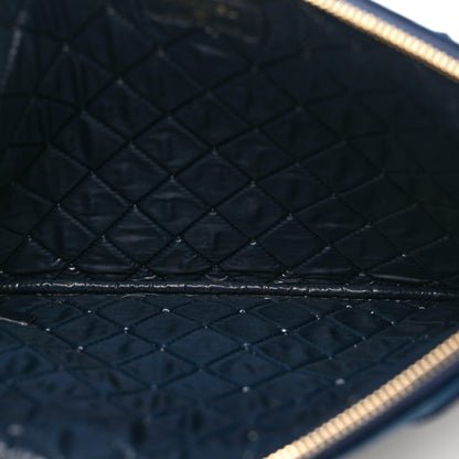 Chanel Velvet Quilted Medium Cosmetic Case Blue 4 of 6