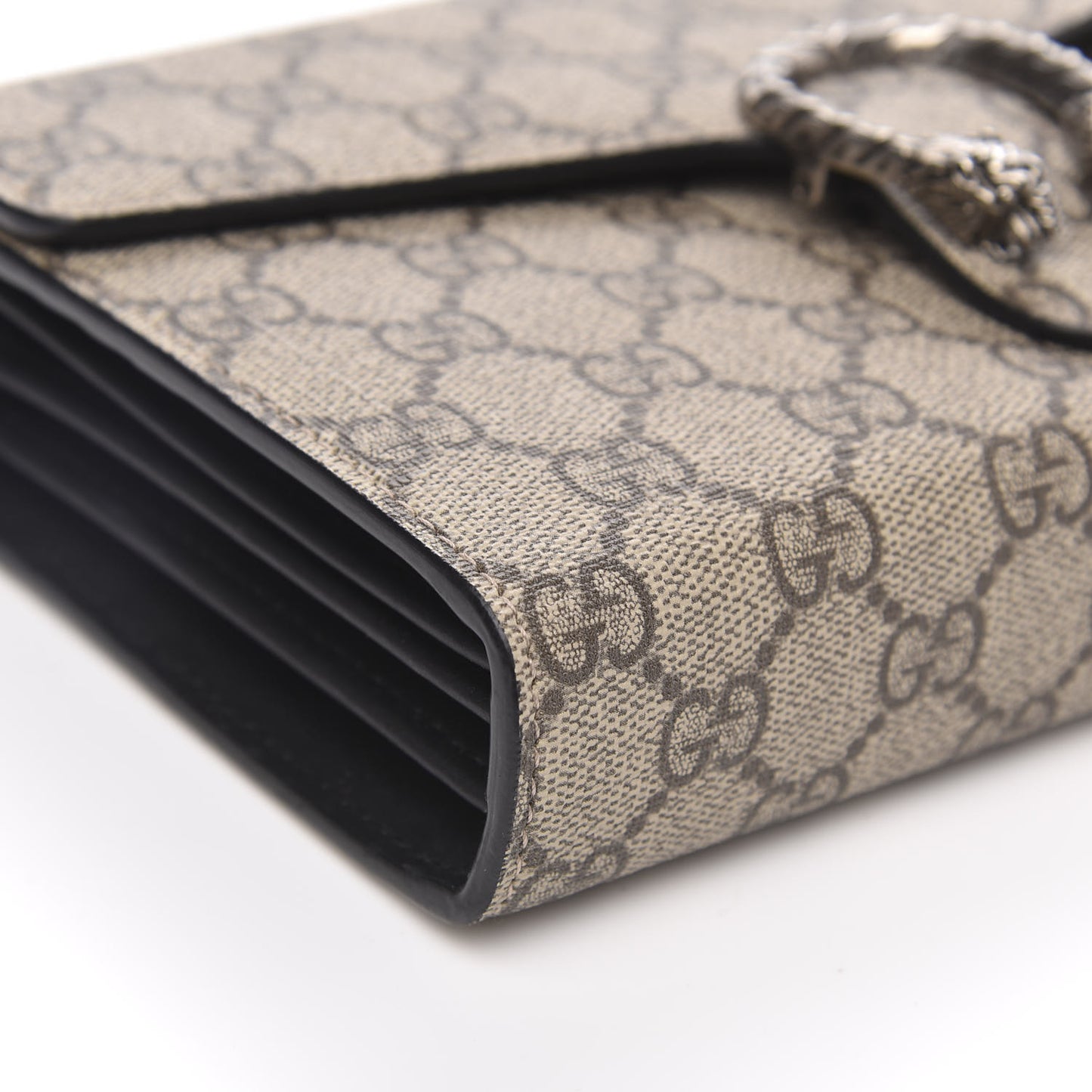 GG Supreme Monogram Mini Dionysus Chain Wallet Beige Black