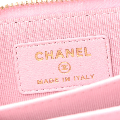 Chanel Lambskin Quilted Zip Around Coin Purse Light Pink 6 of 10