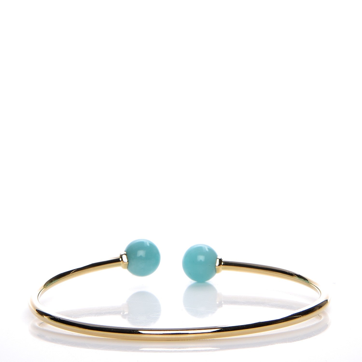 Tiffany 18K Yellow Gold Amazonite 8mm HardWear Ball Wire Bracelet 3 of 4