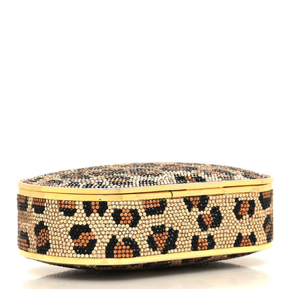 Judith Leiber Crystal Minaudiere Leopard Clutch Black Brown 5 of 11