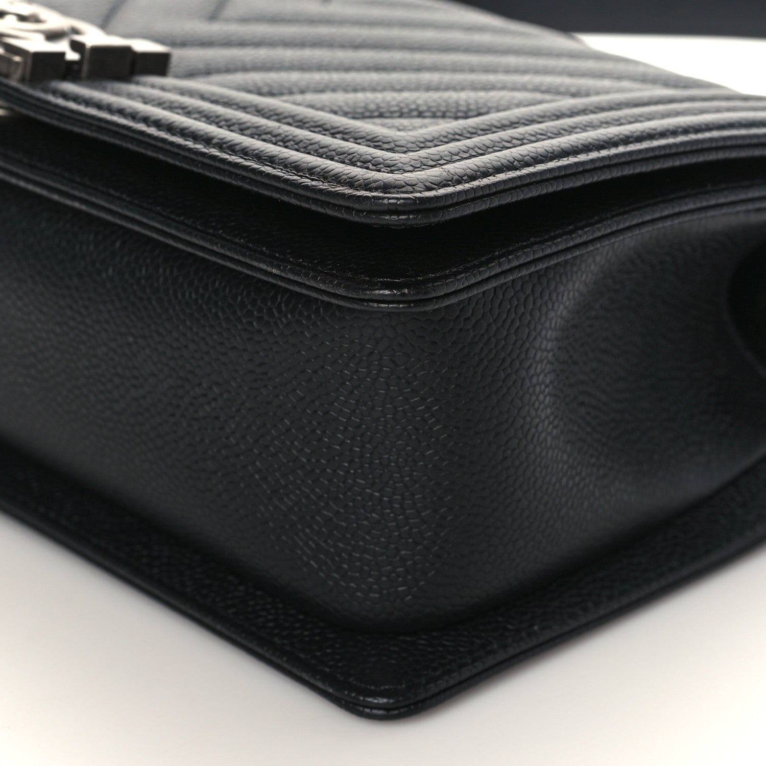 Chanel Caviar Chevron Quilted Medium Boy Flap Black 9 of 9