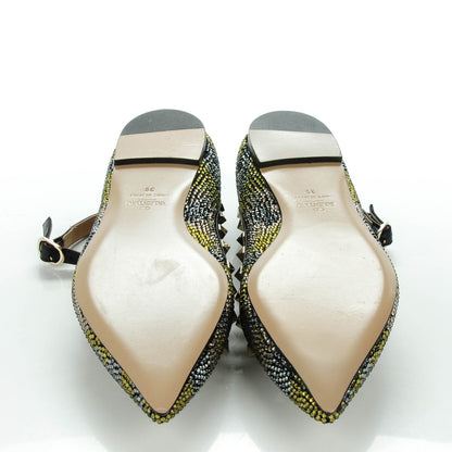 Valentino Garavani Crystal Camouflage Rockstud Cage Ballerina Flats 39 Black 5 of 7