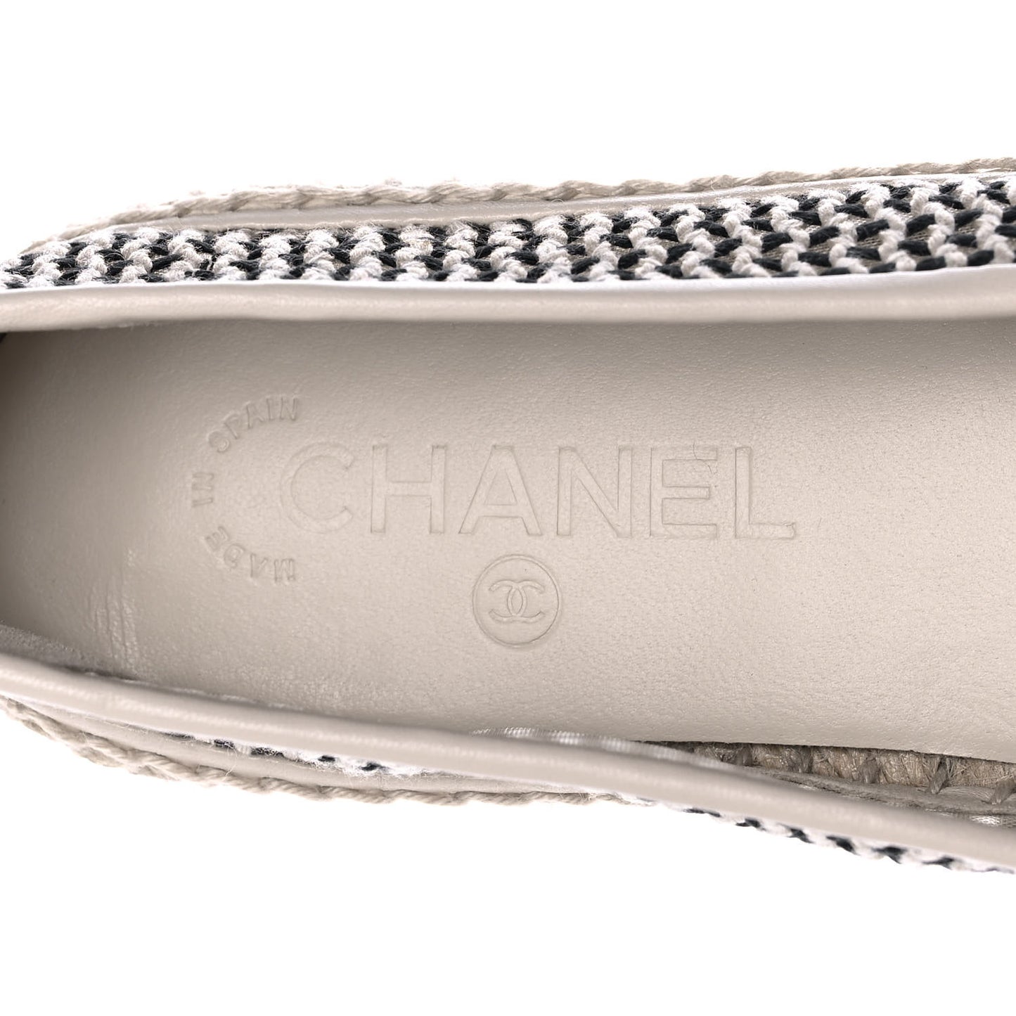 Mesh Grosgrain CC Espadrilles 42 Beige Black