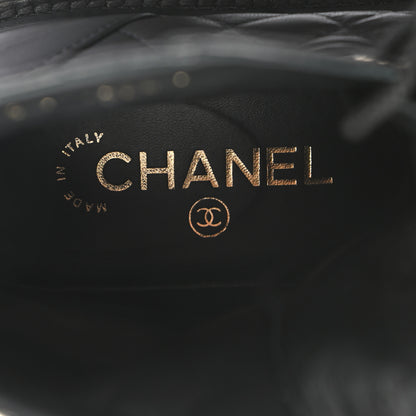 Chanel Shiny Lambskin Quilted Lace Up Combat Boots 38 Black 8 of 13
