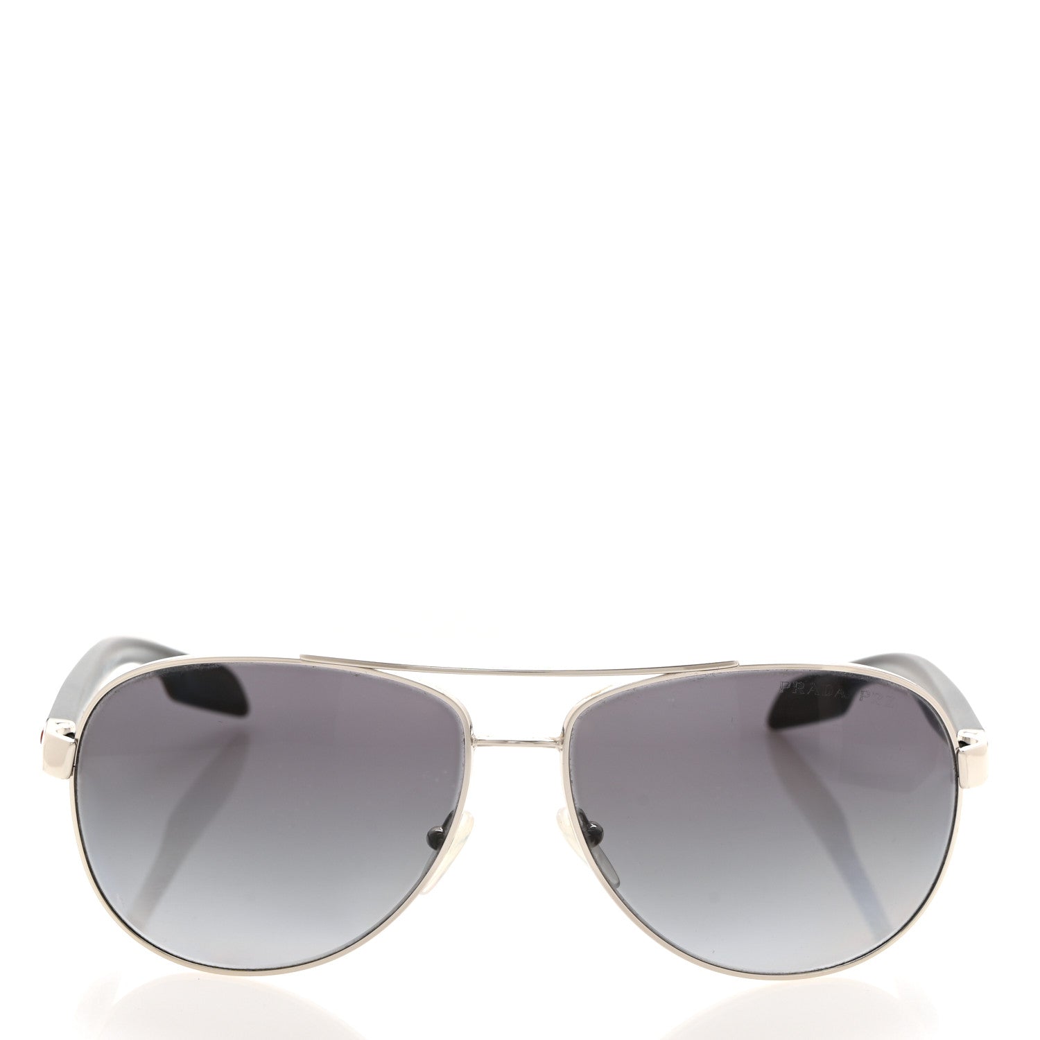Prada Aviator Sunglasses SPS 53P Black Silver 2 of 7