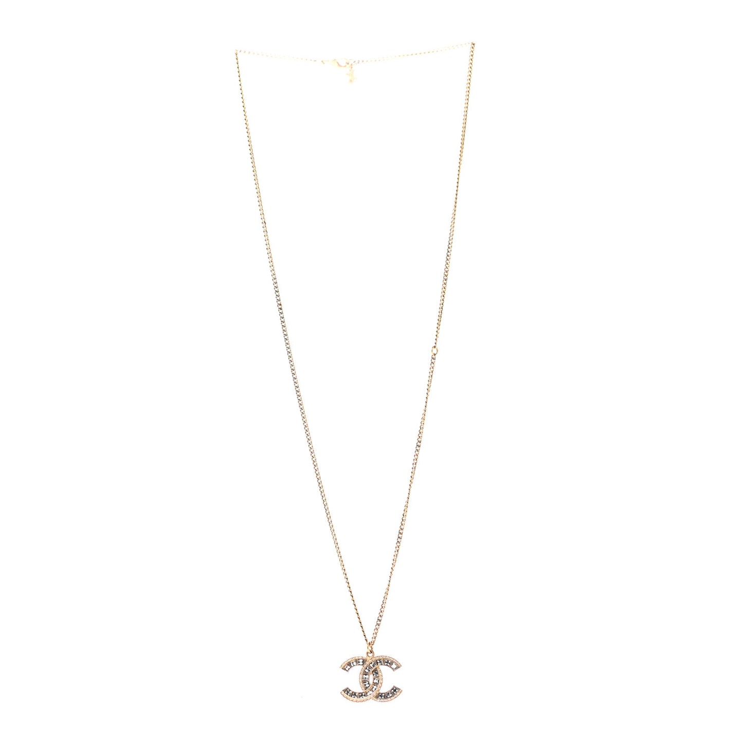 Baguette Crystal CC Necklace Gold