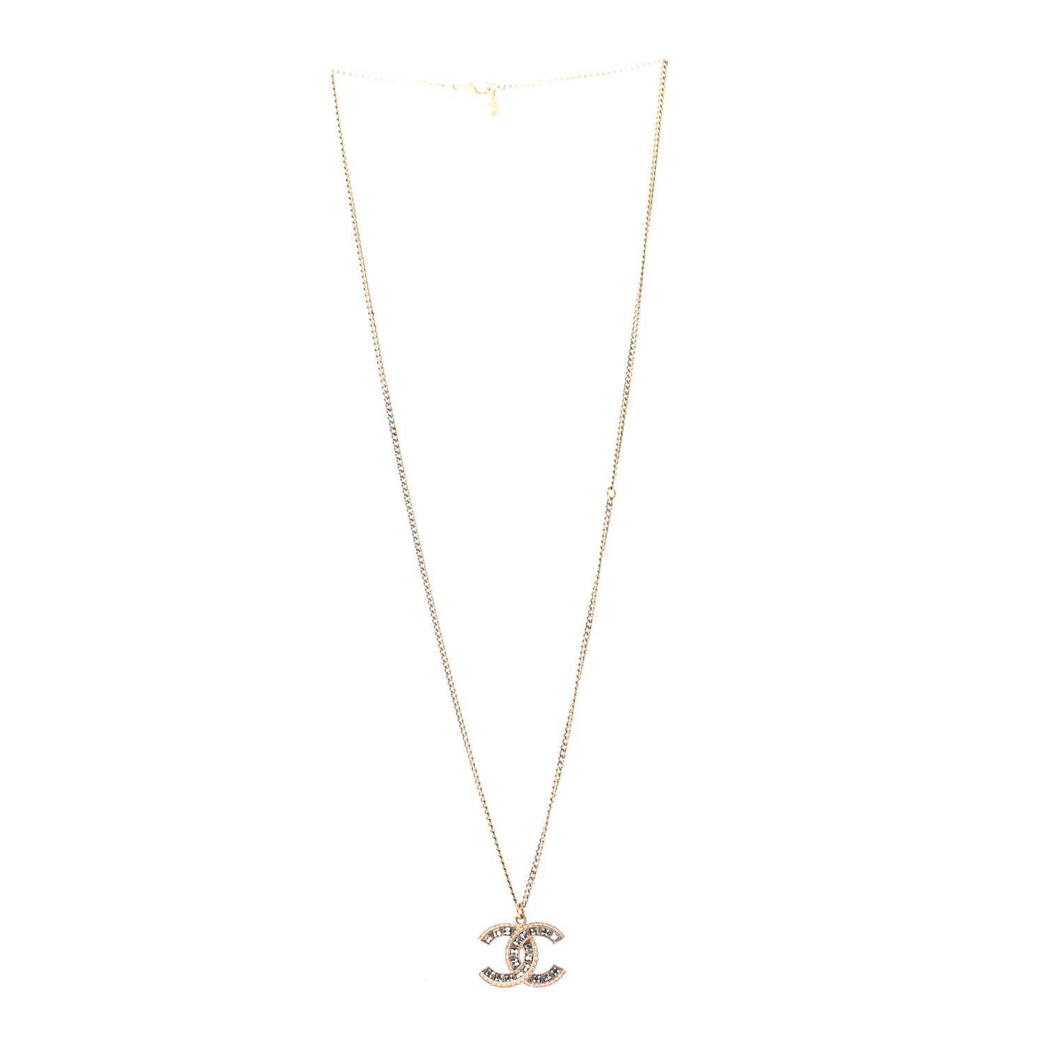 Chanel Baguette Crystal CC Necklace Gold 3 of 5