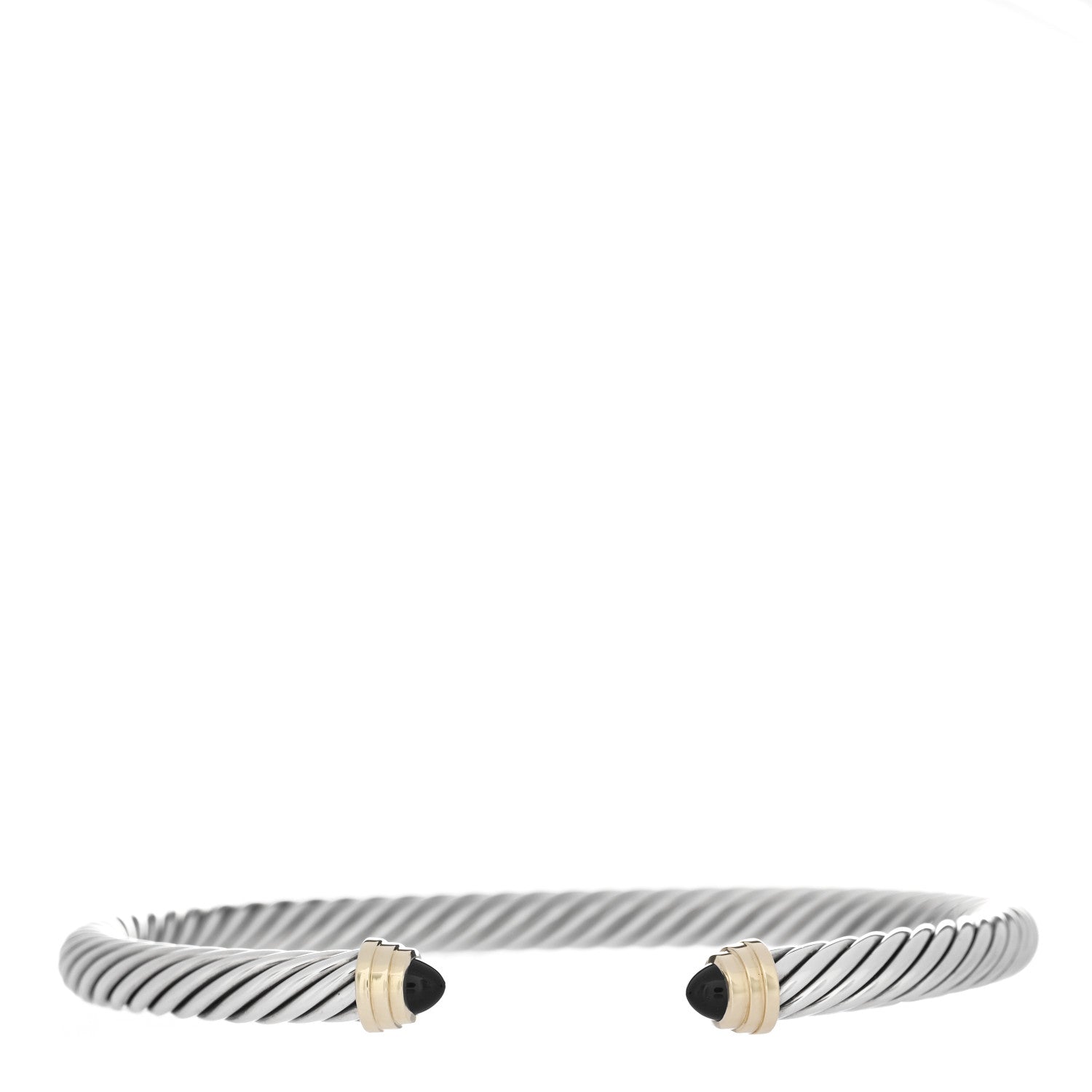 David Yurman Sterling Silver 14K Yellow Gold Black Onyx 5mm Cable Classics Petite Color Bracelet 1 of 3