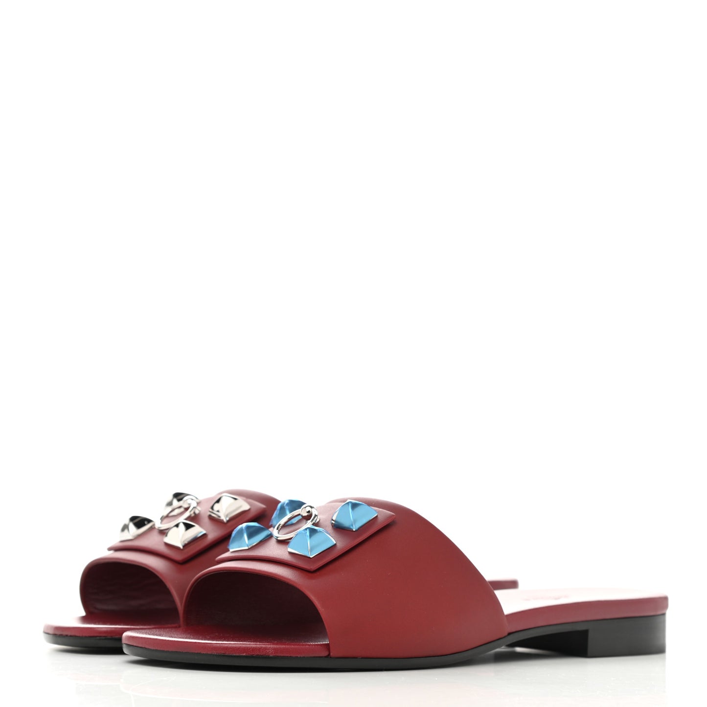Calfskin Dune Sandals 38 Rouge Sangria