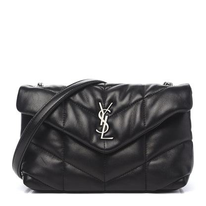 Saint Laurent Lambskin Quilted Toy Loulou Puffer Monogram Chain Satchel Black 1 of 13