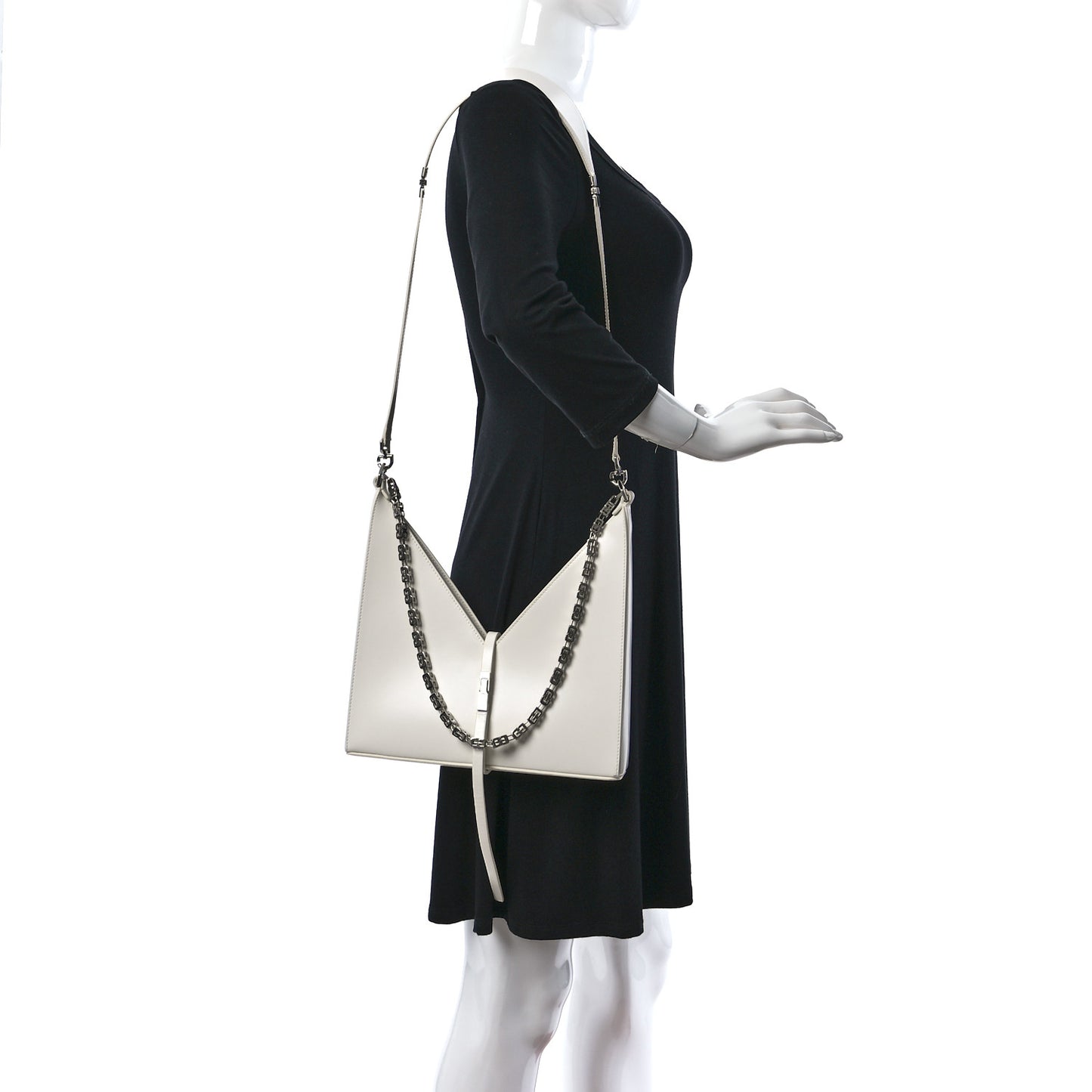 Box Calfskin Small Cut Out Shoulder Bag Ivory