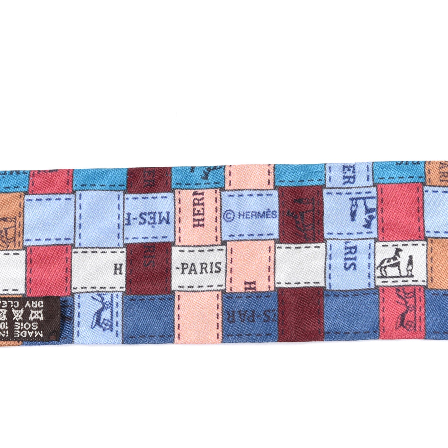 Silk Bolduc Au Carre Twilly Ciel Cobalt Bordeaux