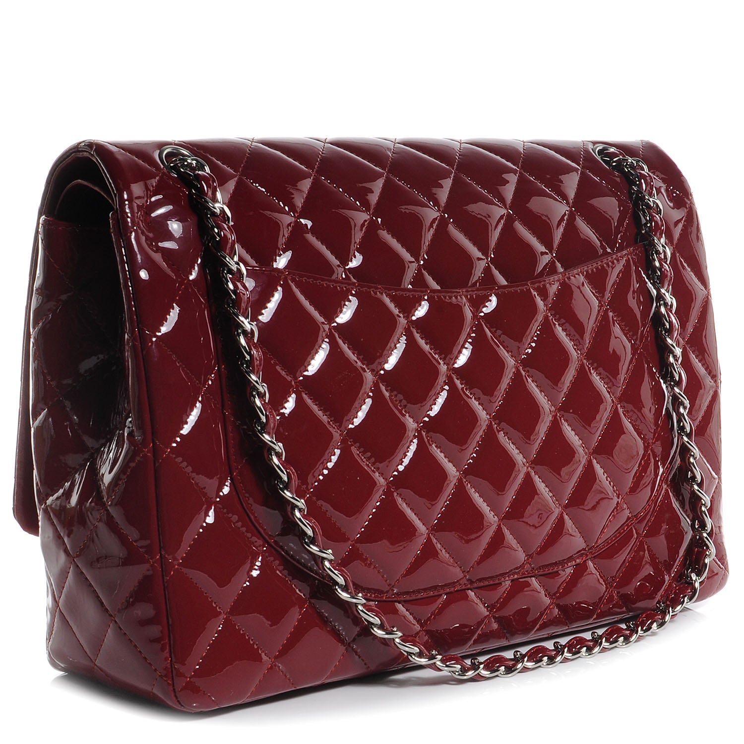 Chanel Patent Maxi Double Flap Dark Red 3 of 7