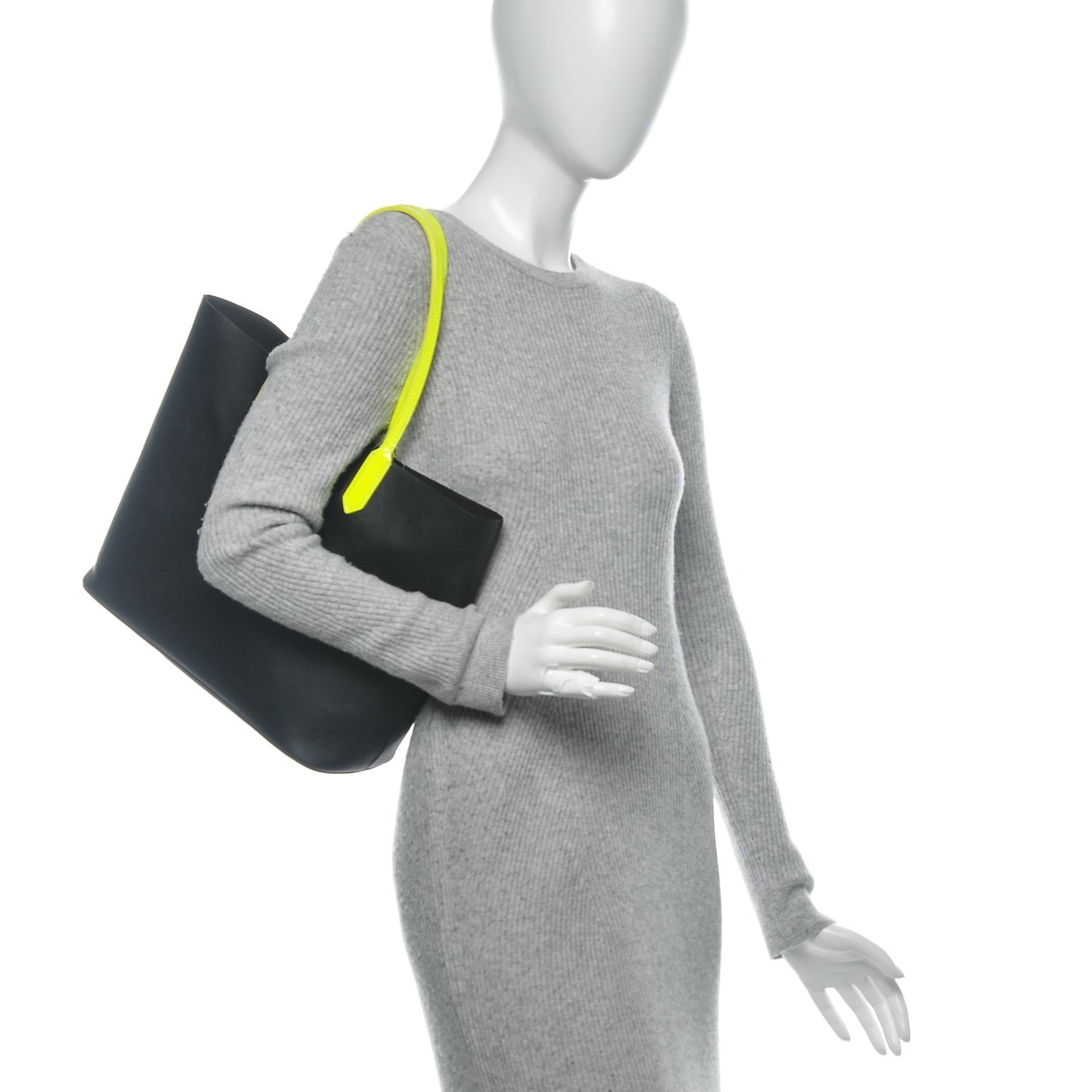 Calfskin Small Antigona Tote Black Neon Yellow