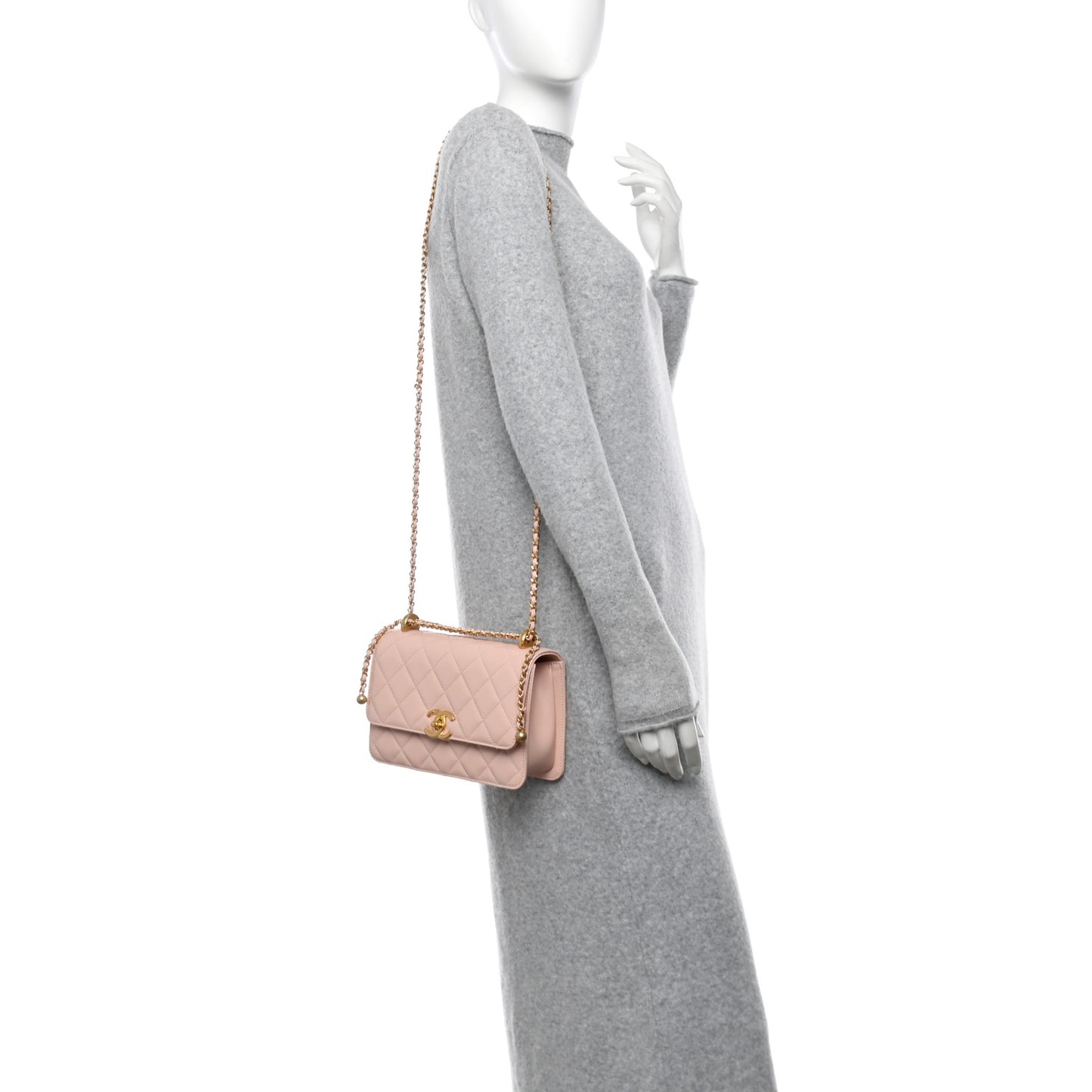 Calfskin Quilted Perfect Fit Flap Light Pink