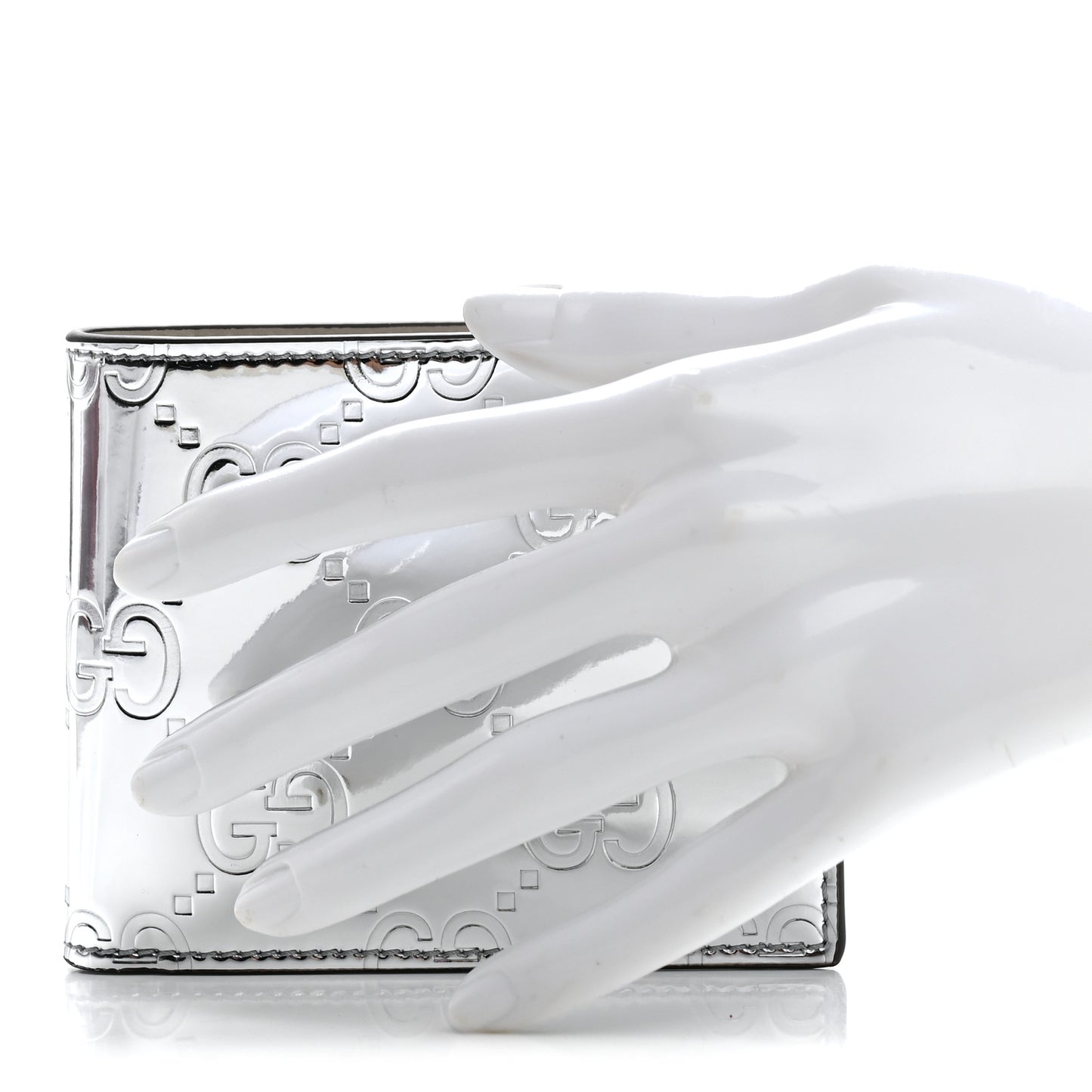 Guccissima Mirror Effect Bi-Fold Wallet Moon Silver Sphinx