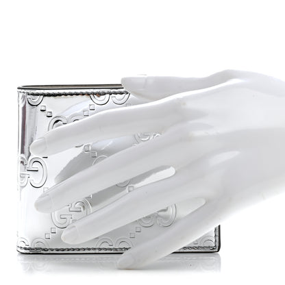 Gucci Guccissima Mirror Effect Bi-Fold Wallet Moon Silver Sphinx 2 of 8