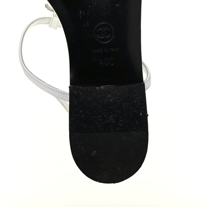 Chanel CC Logo Thong Sandals 40 White 11 of 12