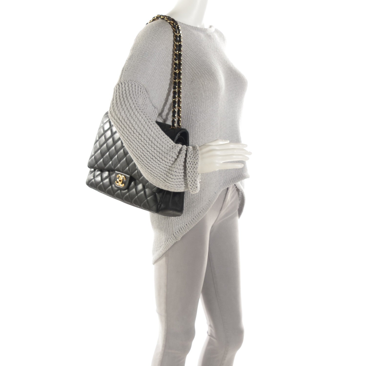 Chanel Lambskin Quilted Maxi Double Flap Black 2 of 9