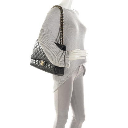 Chanel Lambskin Quilted Maxi Double Flap Black 2 of 9