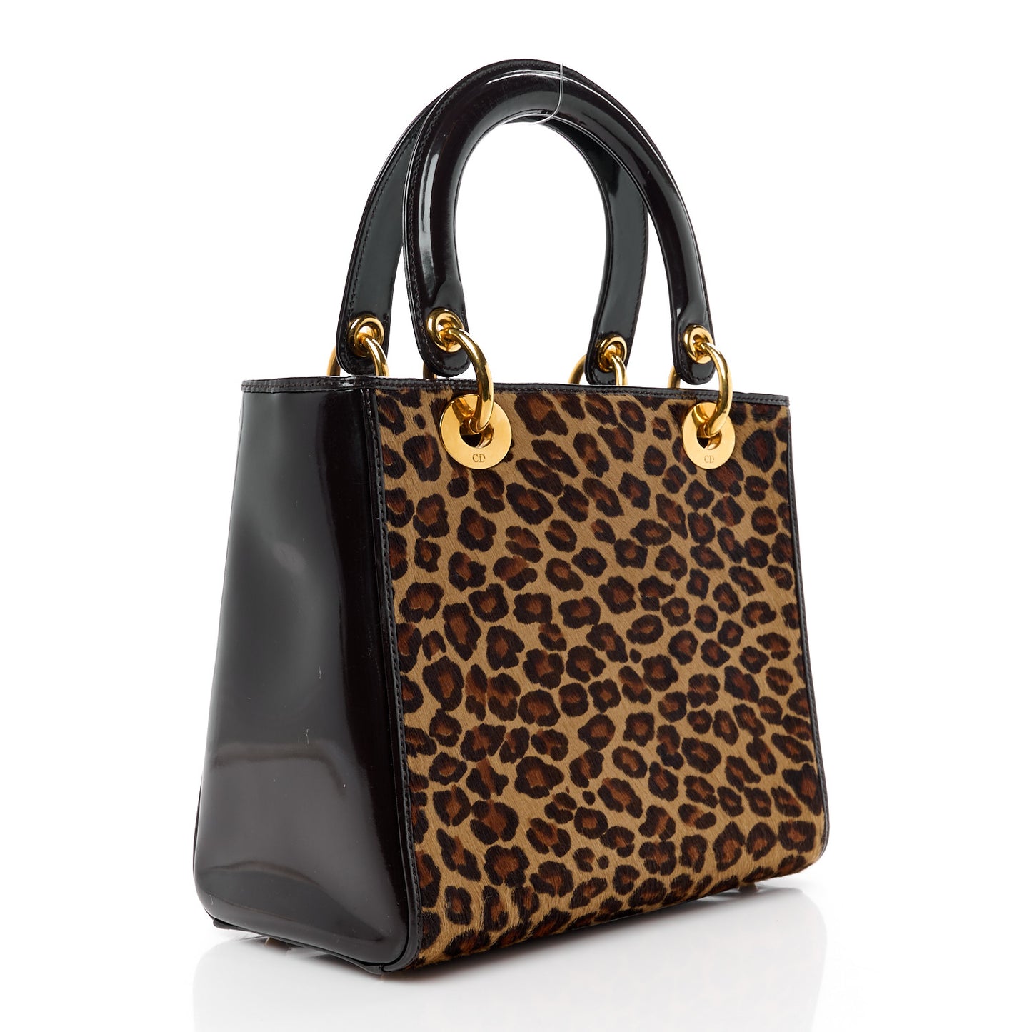 Patent Pony Hair Leopard Print Medium Lady Dior