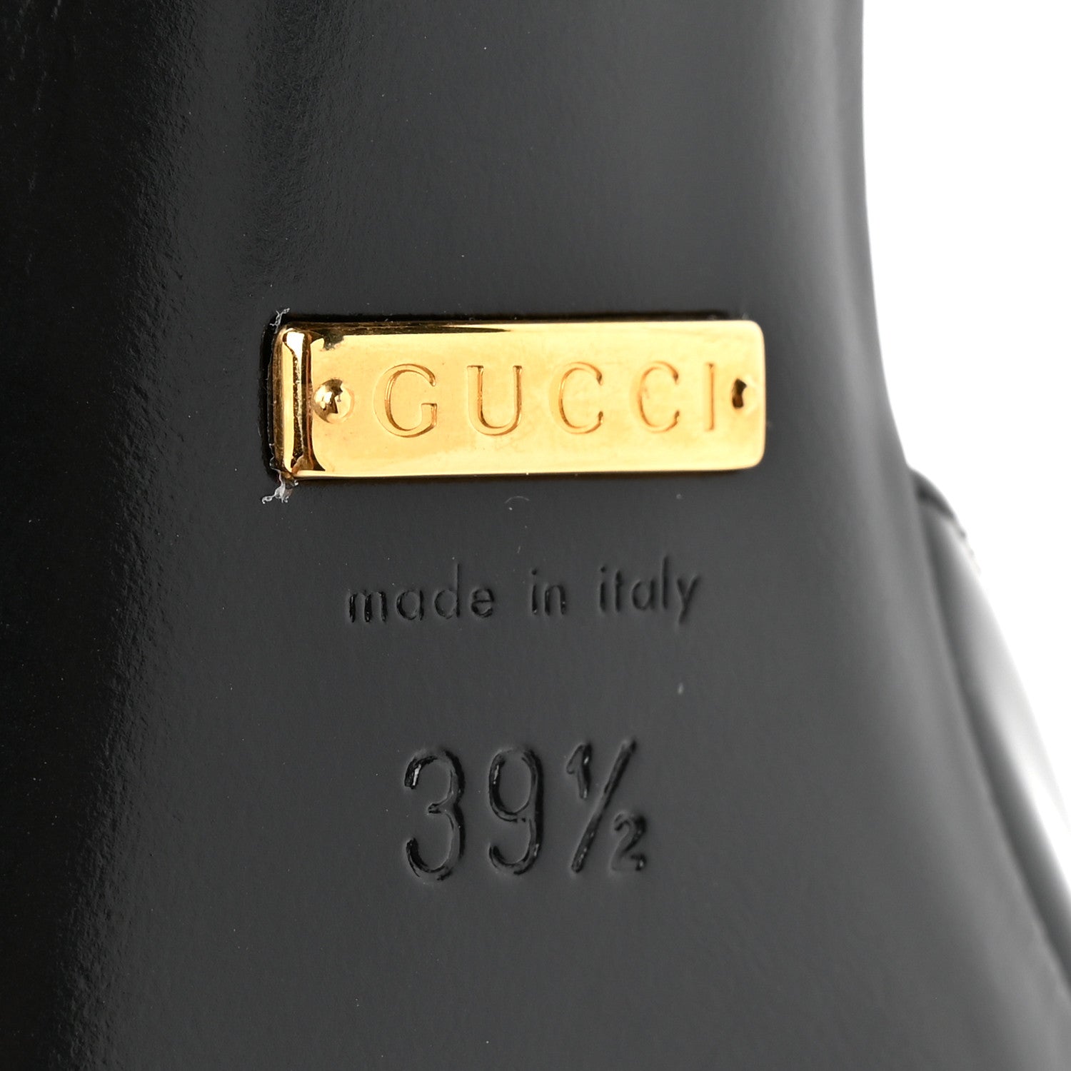 Gucci Polished Calfskin Scarlet Heel Slide Sandals 36 Black 7 of 10