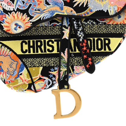 Christian Dior Canvas Embroidered Zodiac Fantastico Saddle Bag Black Multicolor 8 of 11