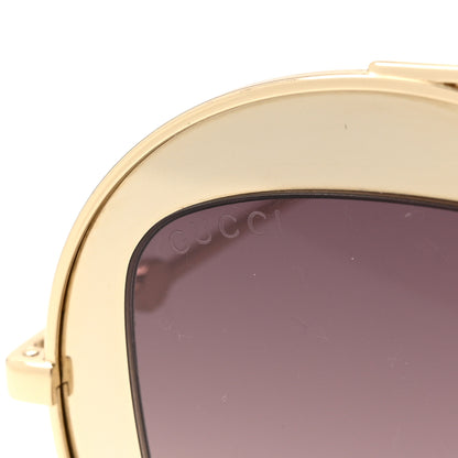 Gucci Round Frame Sylvie Web Sunglasses GG0105S Gold 14 of 14