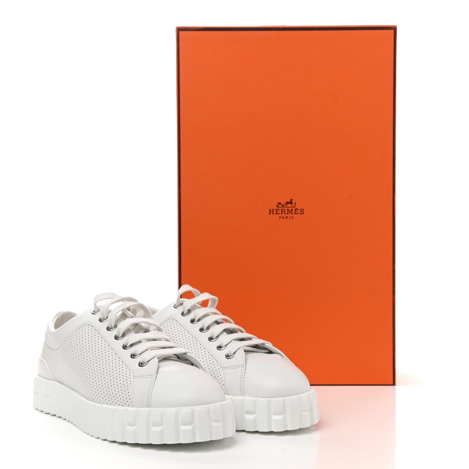 Hermes Perforated Calfskin Cross Sneakers 35.5 White 8 of 8