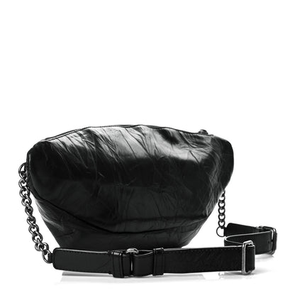 Chanel Crumpled Calfskin Quilted Casual Rock Waist Bag Fanny Pack Black 2 of 9