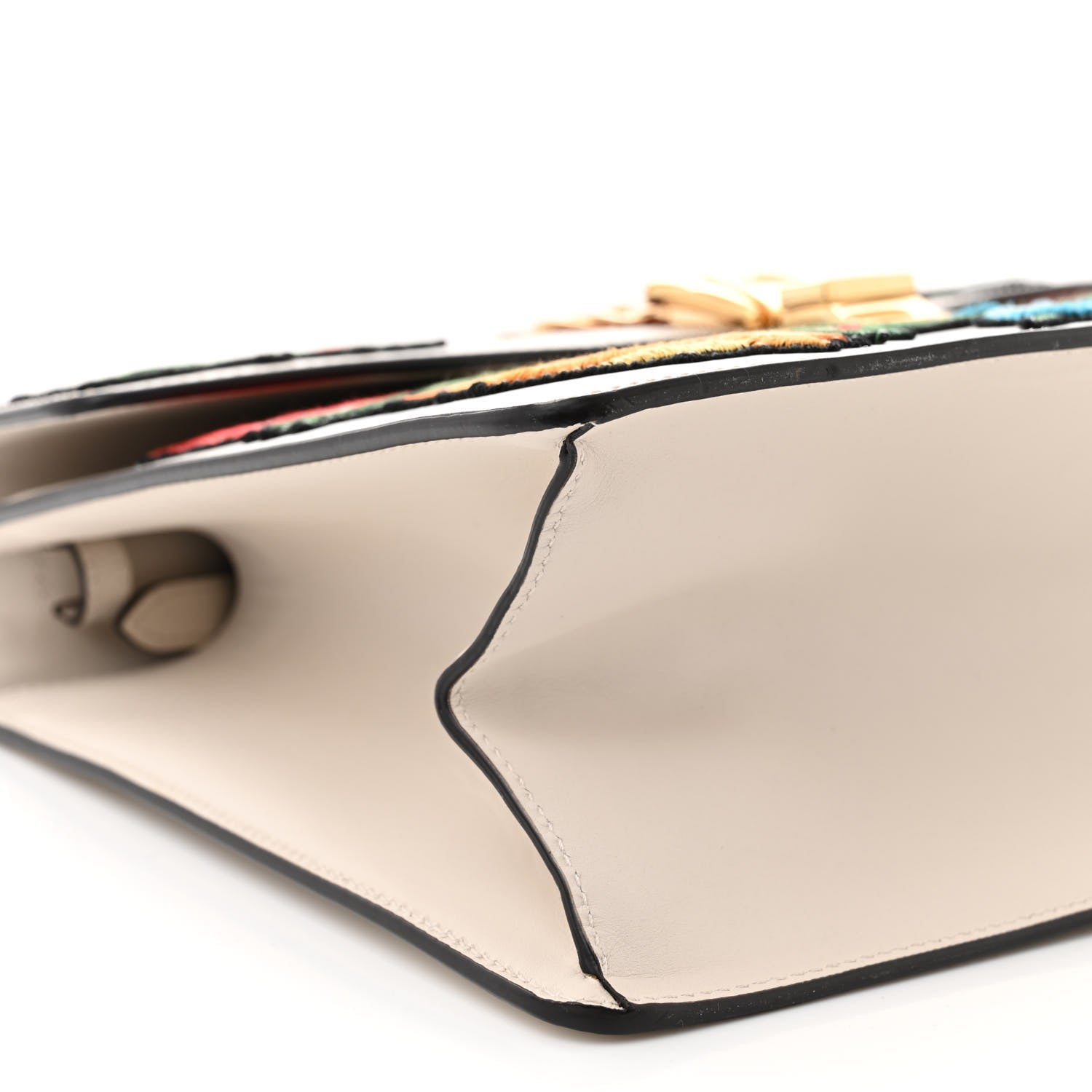 Gucci Calfskin Floral Medium Sylvie Top Handle Bag Off White 9 of 12