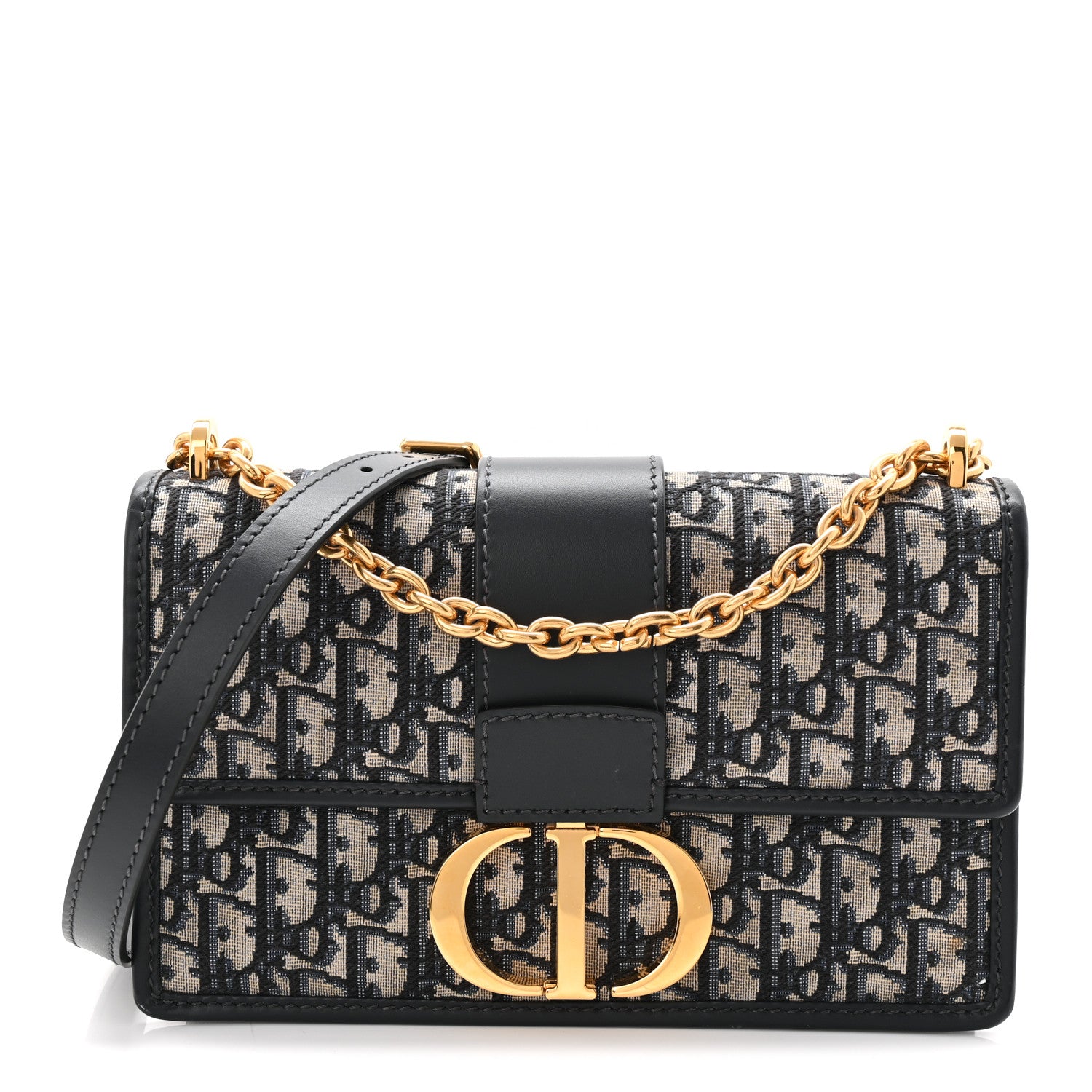 Christian Dior Oblique 30 Montaigne Chain Flap Bag Blue 2 of 19