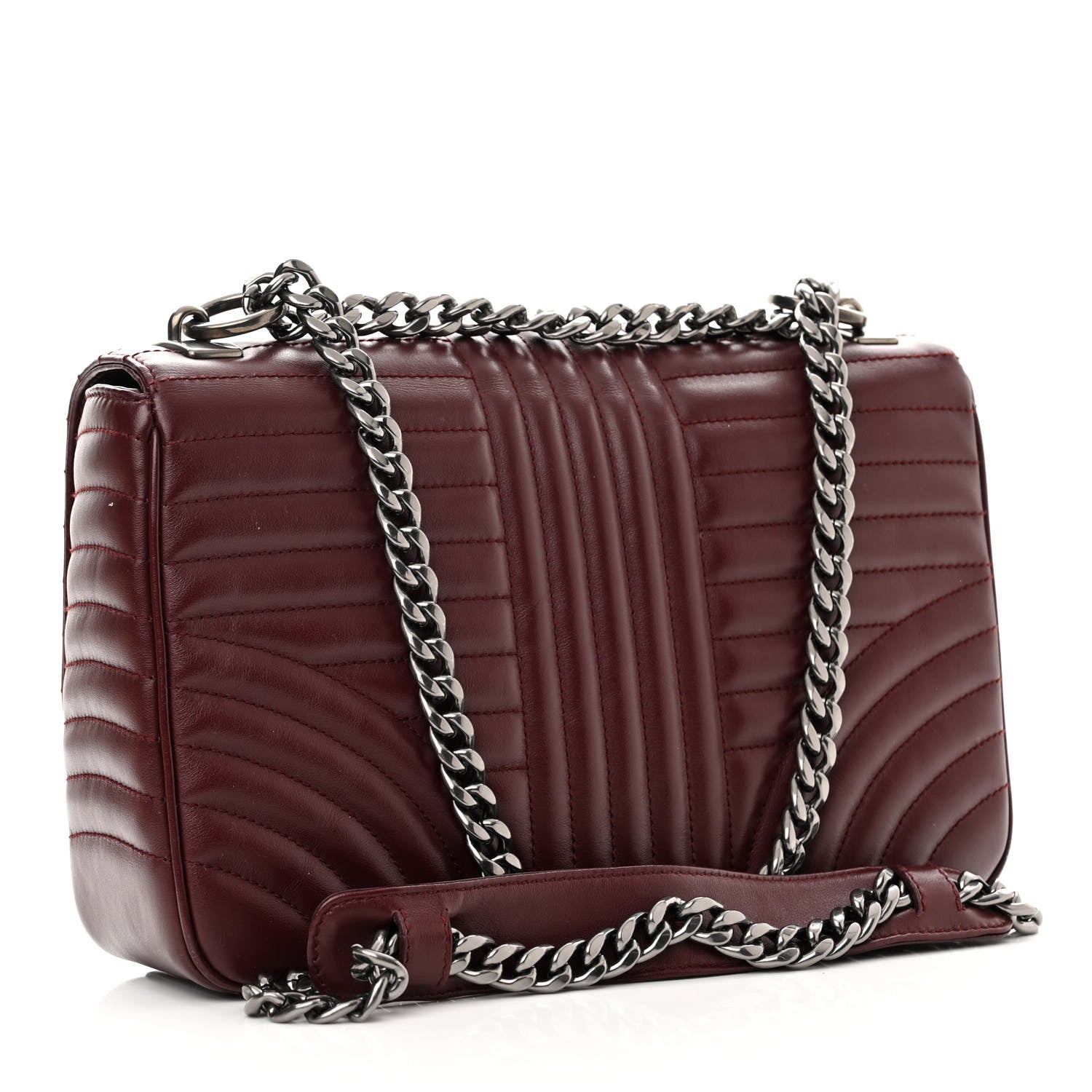Prada Soft Calfskin Impunture Diagramme Large Chain Flap Shoulder Bag Granato 3 of 10
